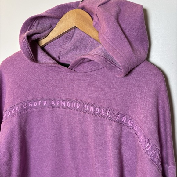 Under Armour Women's UA Taped Fleece Hoodie Size SMALL Polar Purple - Picture 2 of 13
